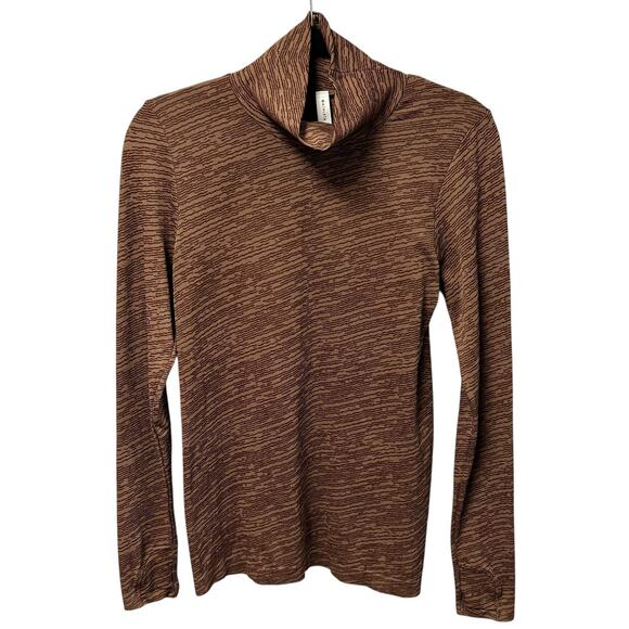 Athleta Brown Flurry Seamless Long Sleeve Pullover Turtleneck Top Womens Large - Picture 2 of 5